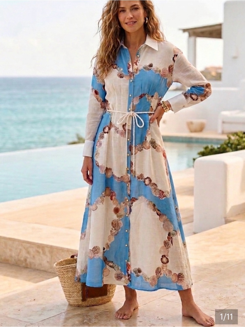 CAROLINE CONSTAS Seashell Shirt Dress (XS)